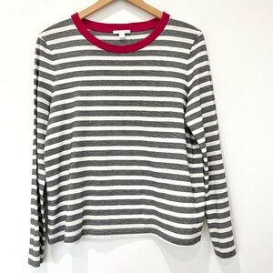 COS Long Sleeve T-Shirt Black Breton Stripe Red Contrast